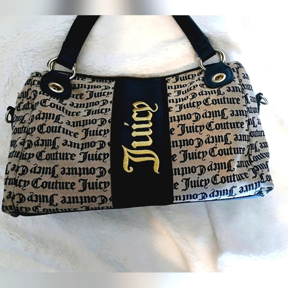 Juicy Couture Set of 2 Travel Weekend Duffle Shoulder Bags Purses Gothic Print - Picture 2 of 6
